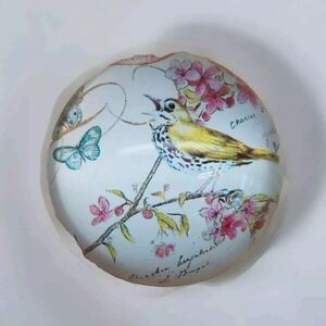 Vintage Glass Art Colorful Bird Paperweight 1.5x3 🐦 Birds Butterflies 🦋